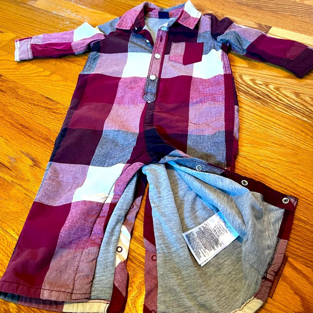 12-18 month cotton lined shirt onesie